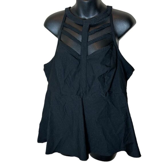 Torrid black goth Whimsigoth ladder front cut out peplum top 1x - Picture 1 of 6